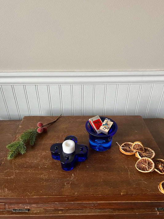 Cobalt blue glass set