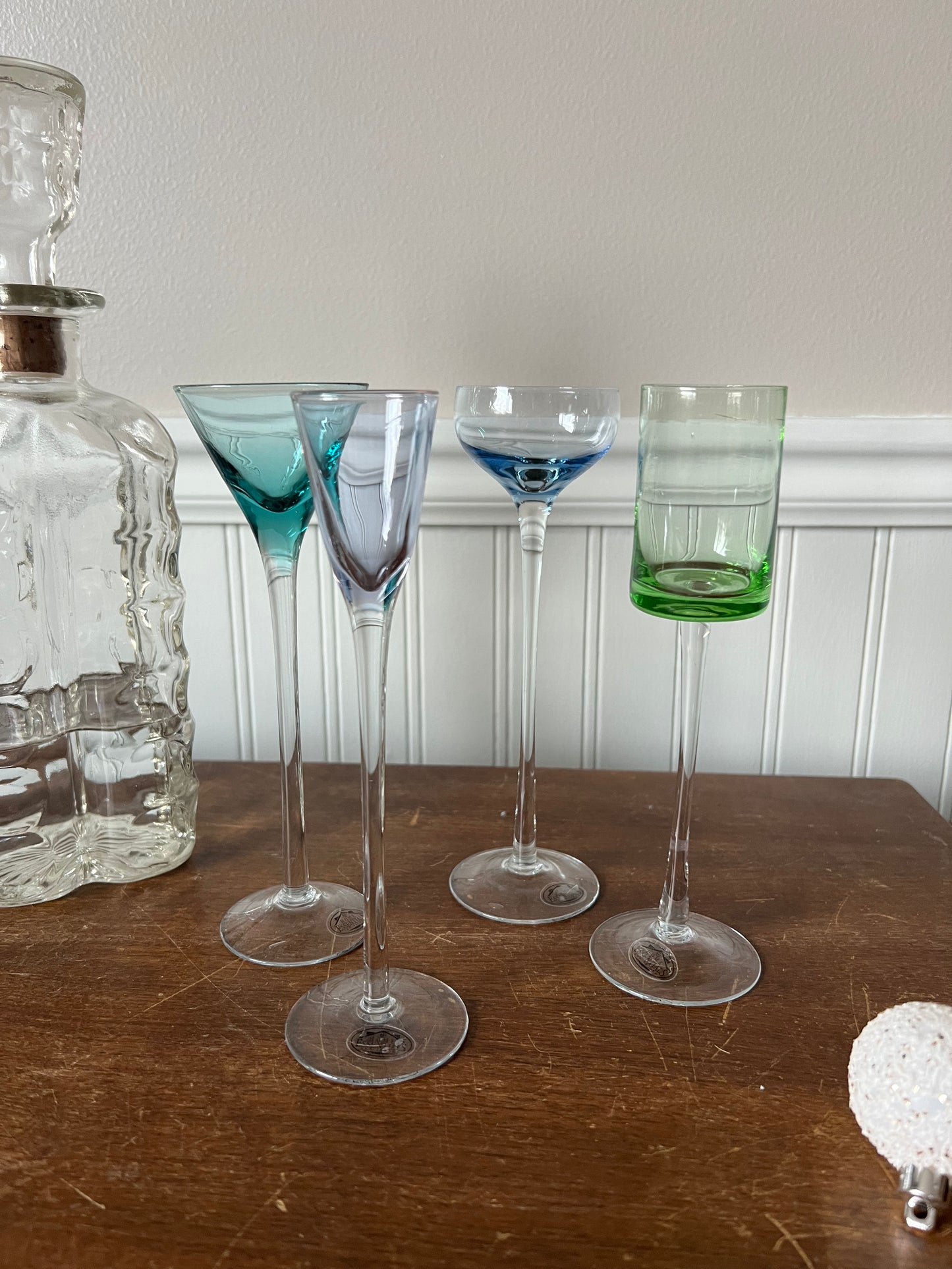 colorful cordial stemware