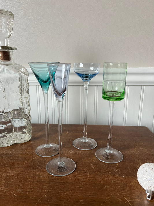 colorful cordial stemware