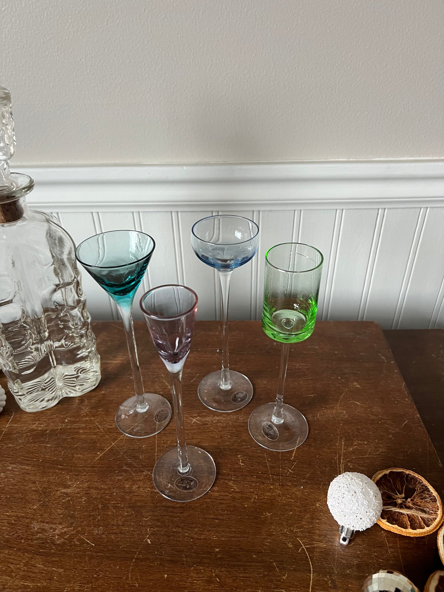 colorful cordial stemware