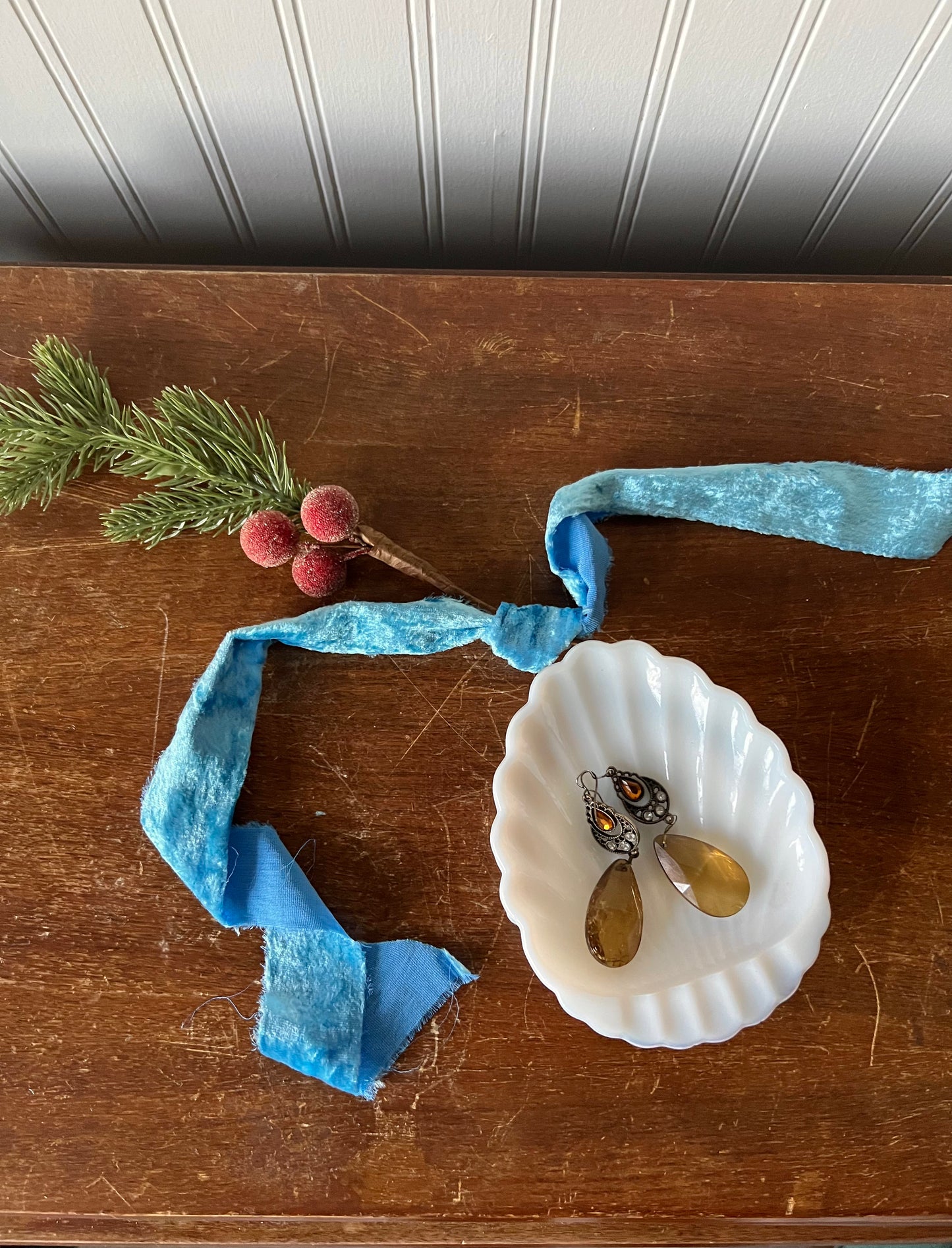Milk glass trinket dish