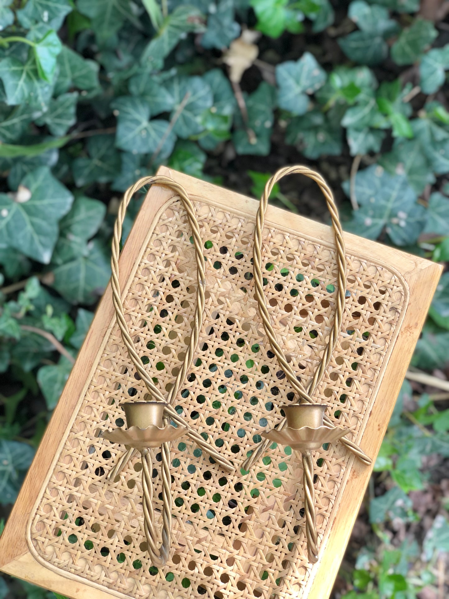 Vintage brass braided sconces