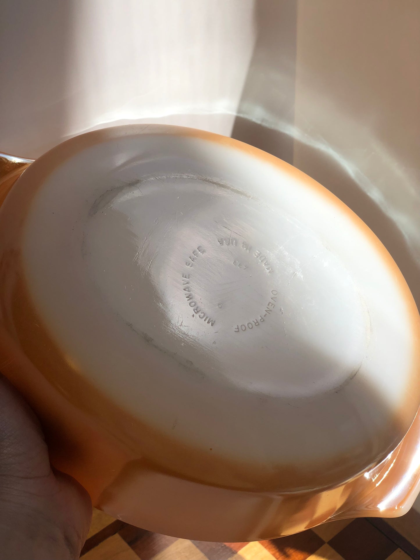 Peach Lustre lidded crock