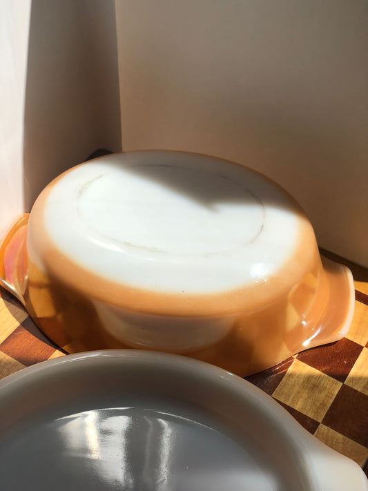 Peach Lustre lidded crock