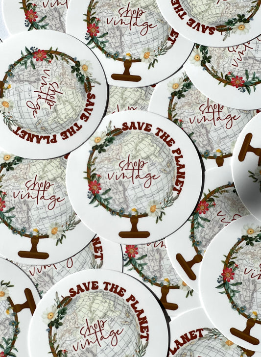 Vintage globe sticker