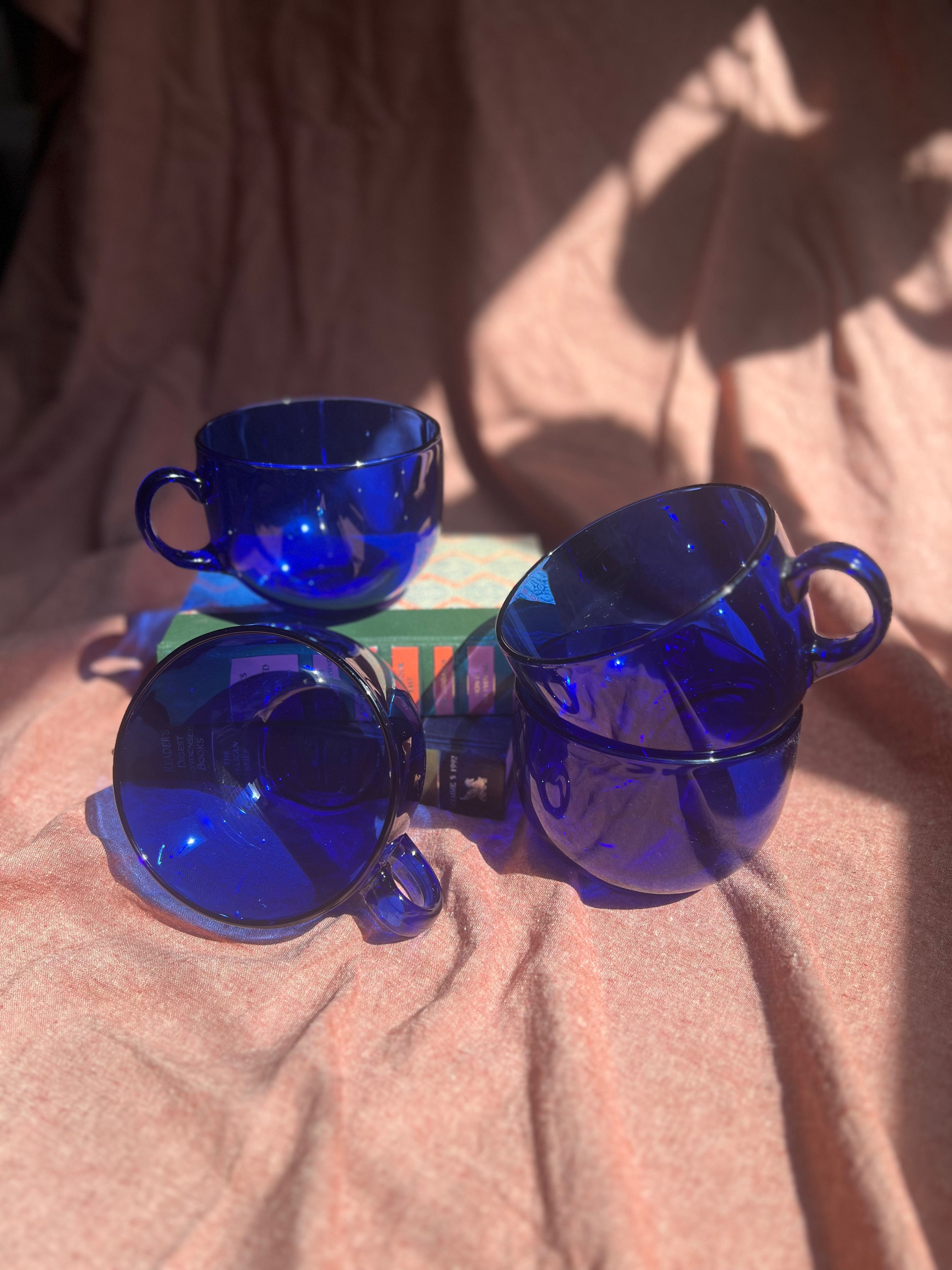 amazon cobalt blue glass coffee mugs Glass mug set – overthemoonhome