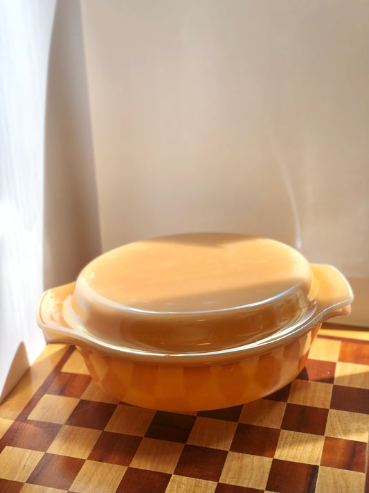 Peach Lustre lidded crock